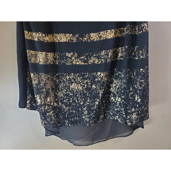 Lane Bryant Black Metallic Gold Striped High Low Tank Cross Back Sz 18/20 - Picture 5 of 9